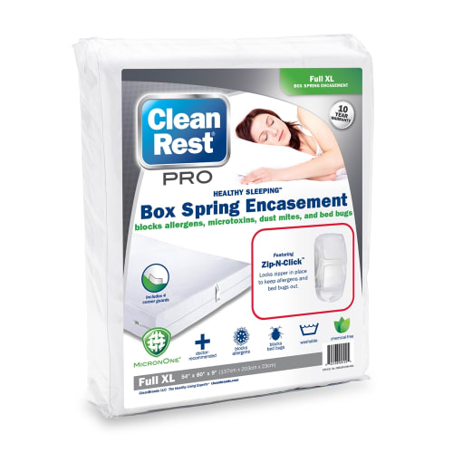 CleanRest PRO Box Spring Encasement, 100% Polyester, Full XL, 54x80, Depth up to 9", White